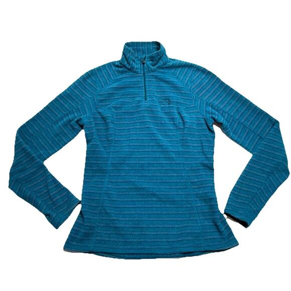 The North Face Women's 1/4 Zip Fleece Jacket Size XS Blue Pullover X-Small AXET - Picture 1 of 9